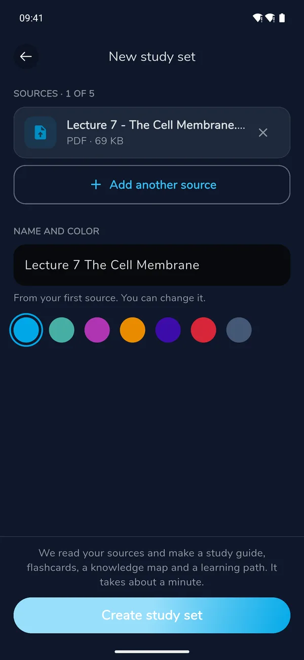 StudyWizardry app screen: Add a lecture PDF